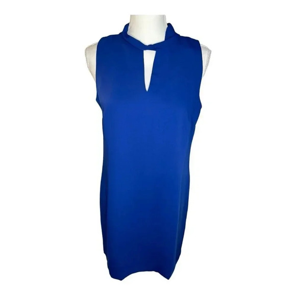 NEW Nicole Miller New York Size 4 Blue‎ Twist Neck Sleeveless Keyhole Dress NWT - Picture 1 of 6